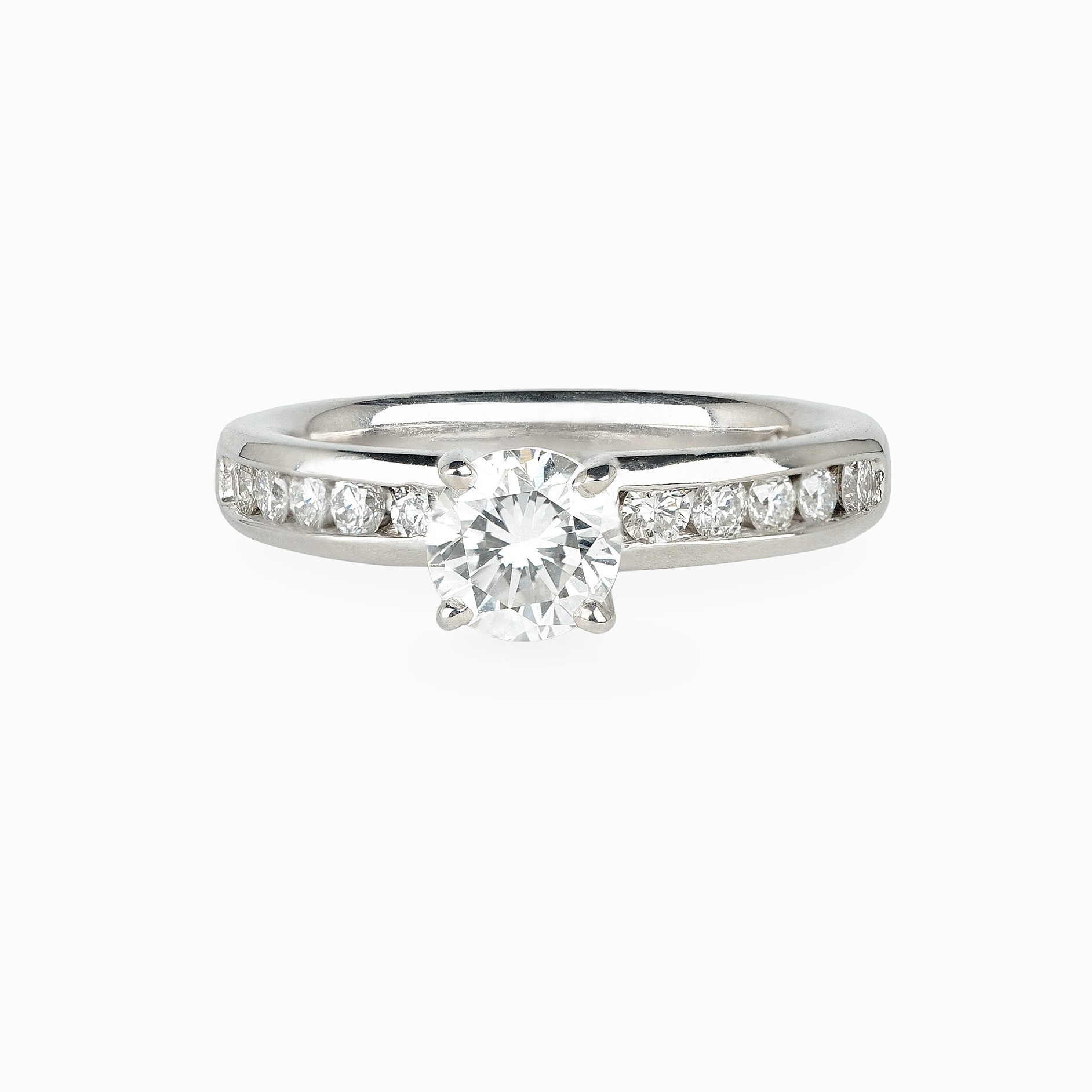 Round Diamond Channel Set Engagement Ring