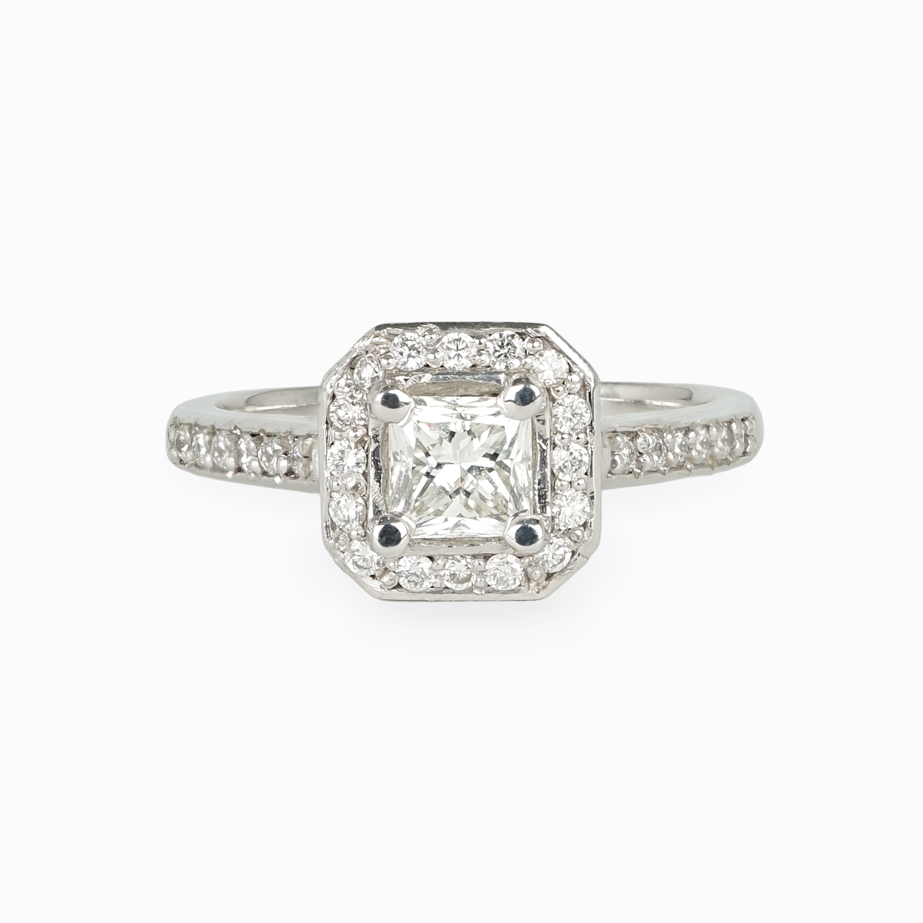 Princess Cut Halo Diamond Engagement Ring