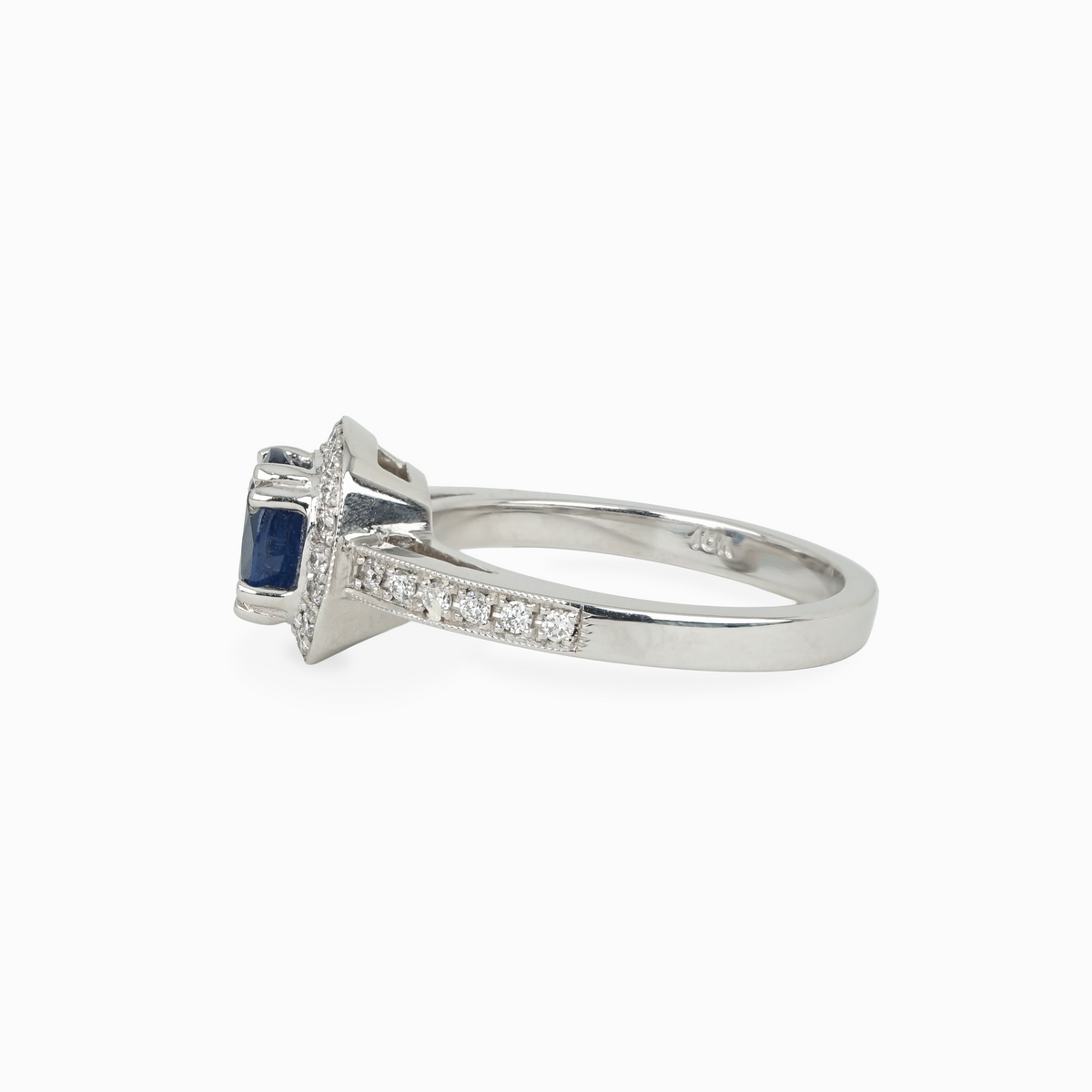 Oval Sapphire and Diamond Halo Ring