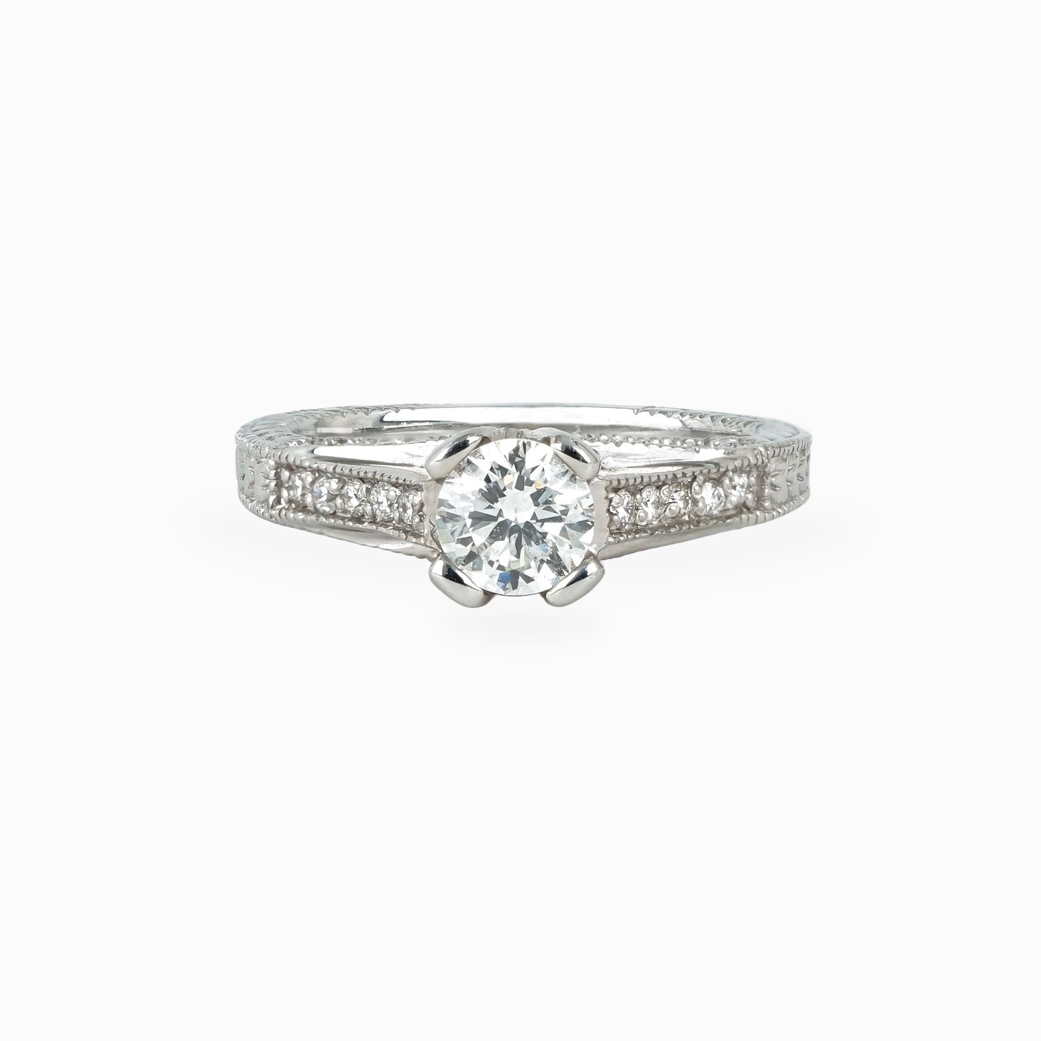 Split Shank Round Diamond Engagement Ring