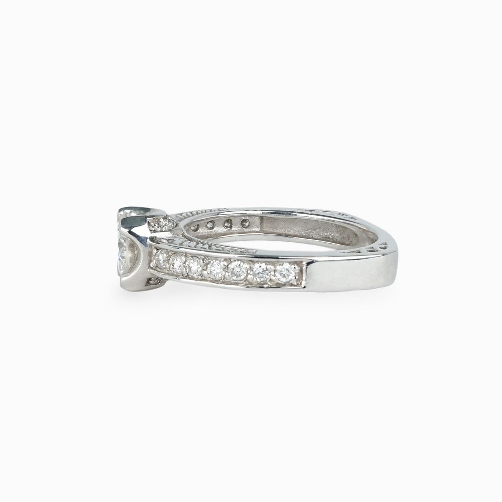 Round Brilliant Diamond Milgrain Split Shank Engagement Ring