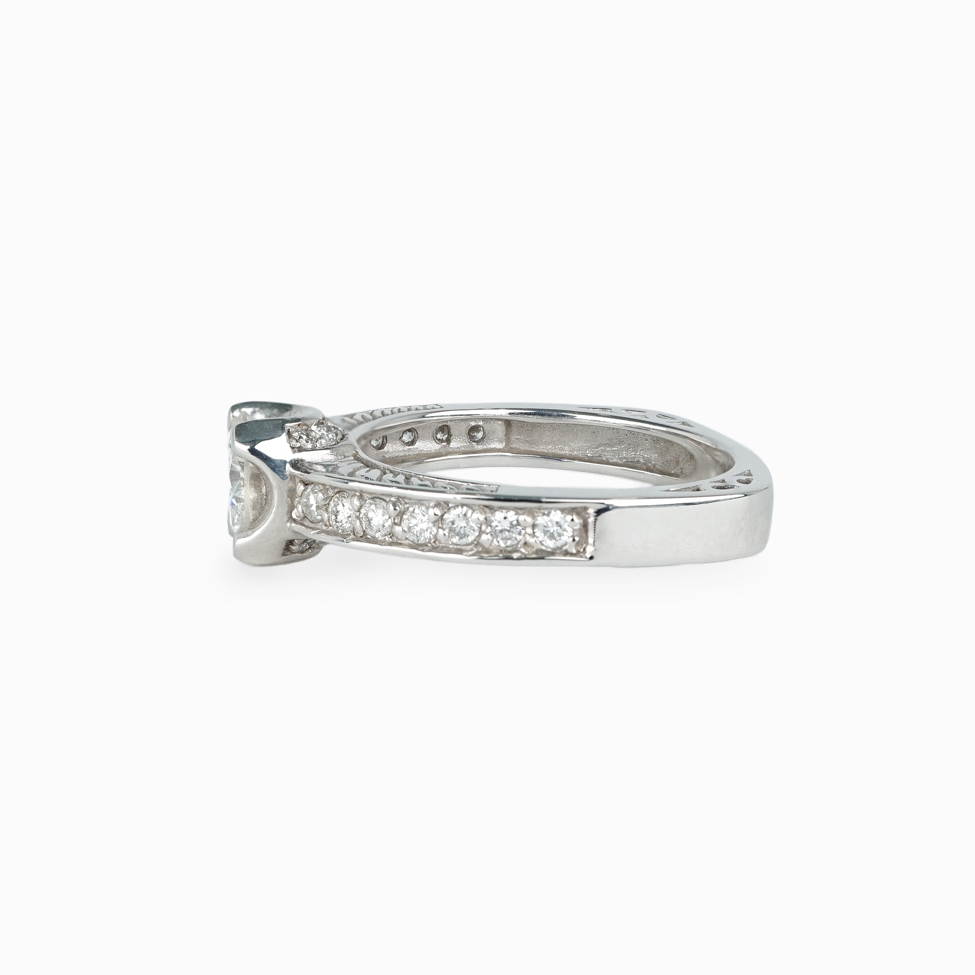 Round Brilliant Diamond Milgrain Split Shank Engagement Ring