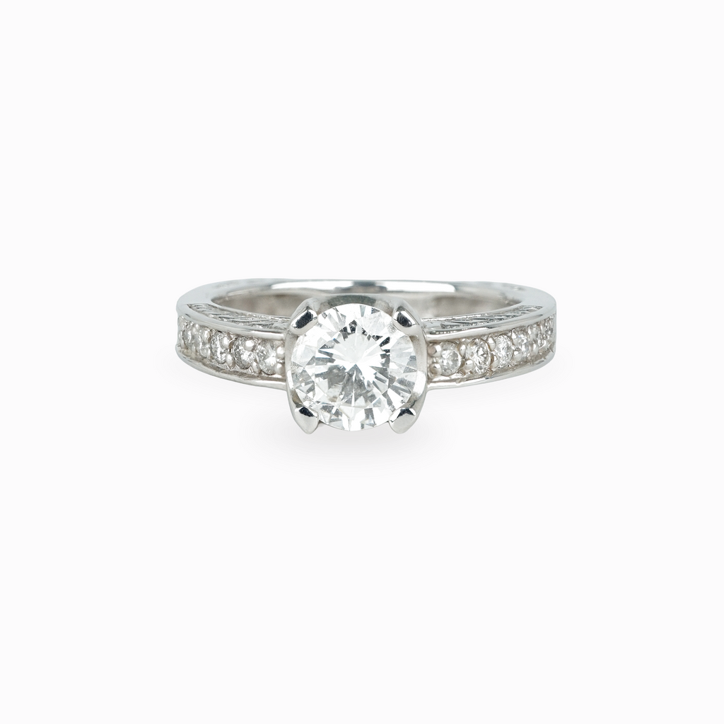 Round Brilliant Diamond Milgrain Split Shank Engagement Ring