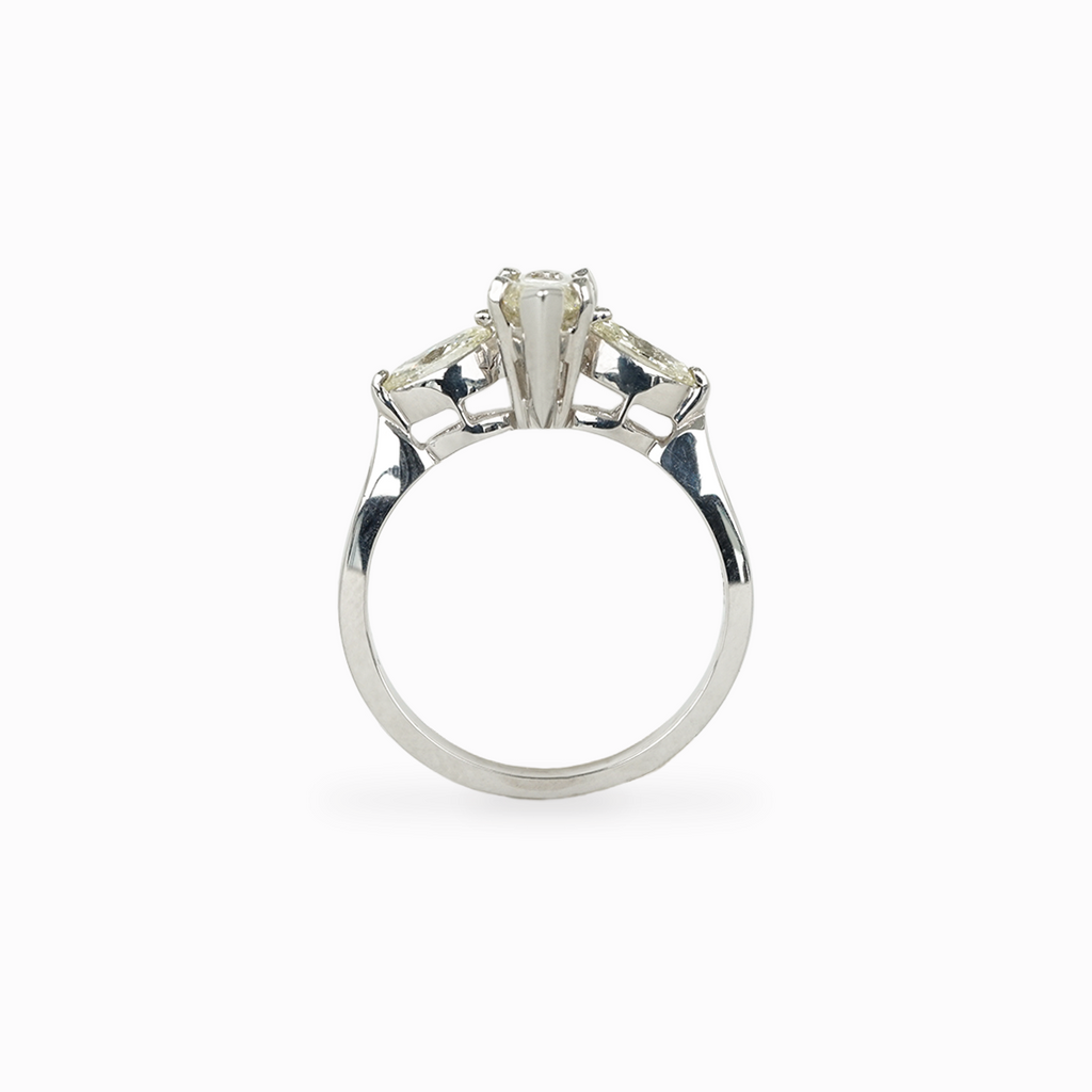Marquise Yellow Diamond Three Stone Engagement Ring