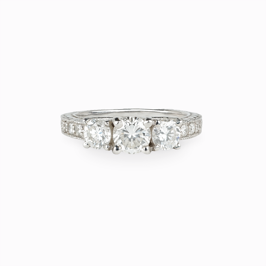 Three Stone Round Brilliant Diamond Engagement Ring