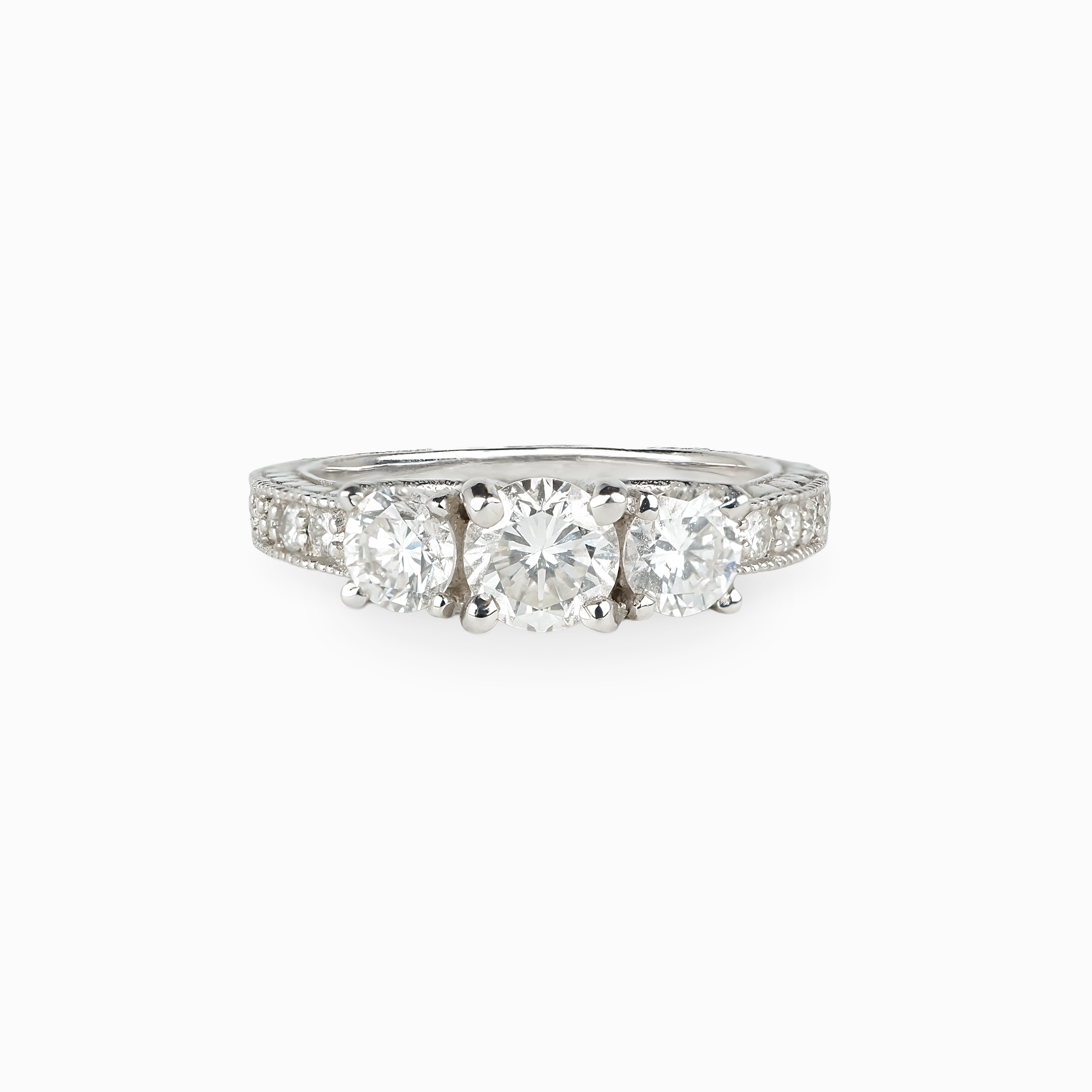 Three Stone Round Brilliant Diamond Engagement Ring