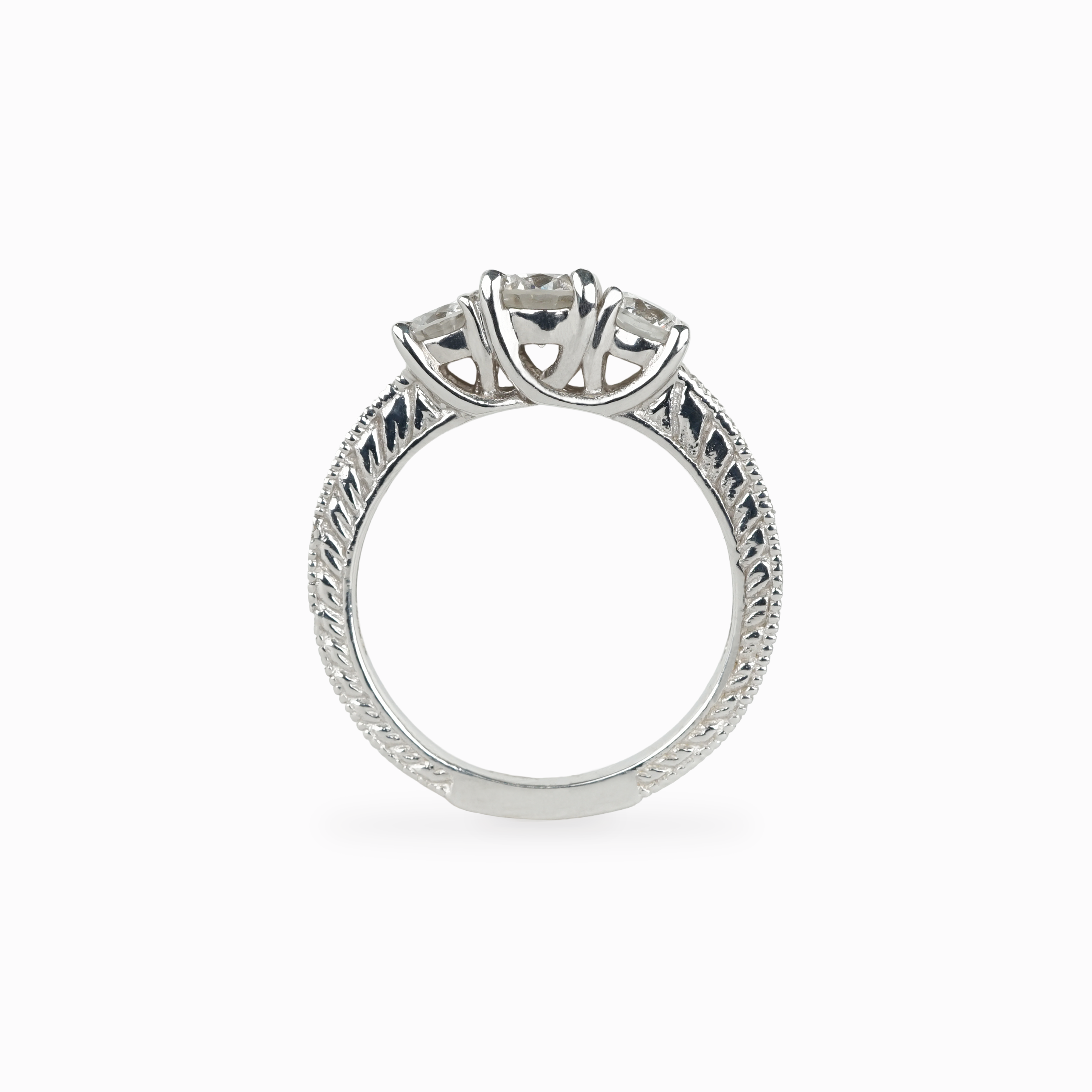 Three Stone Round Brilliant Diamond Engagement Ring