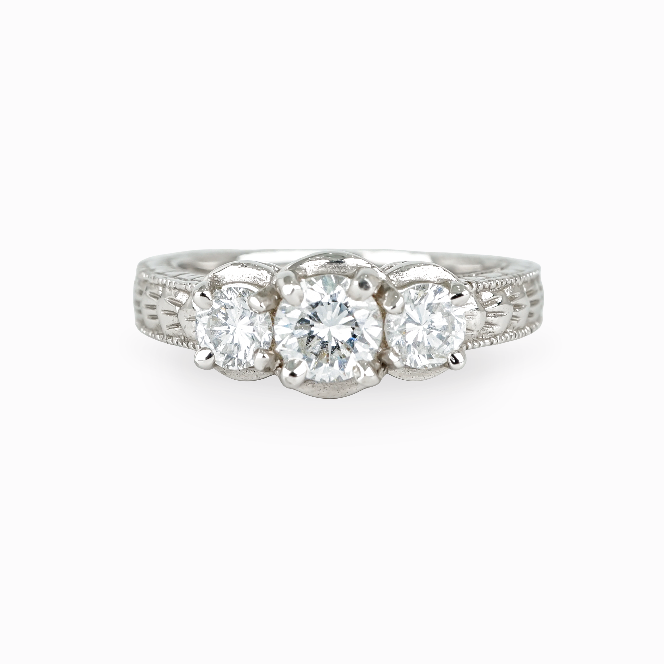 Three Stone Round Diamond Engagement Ring