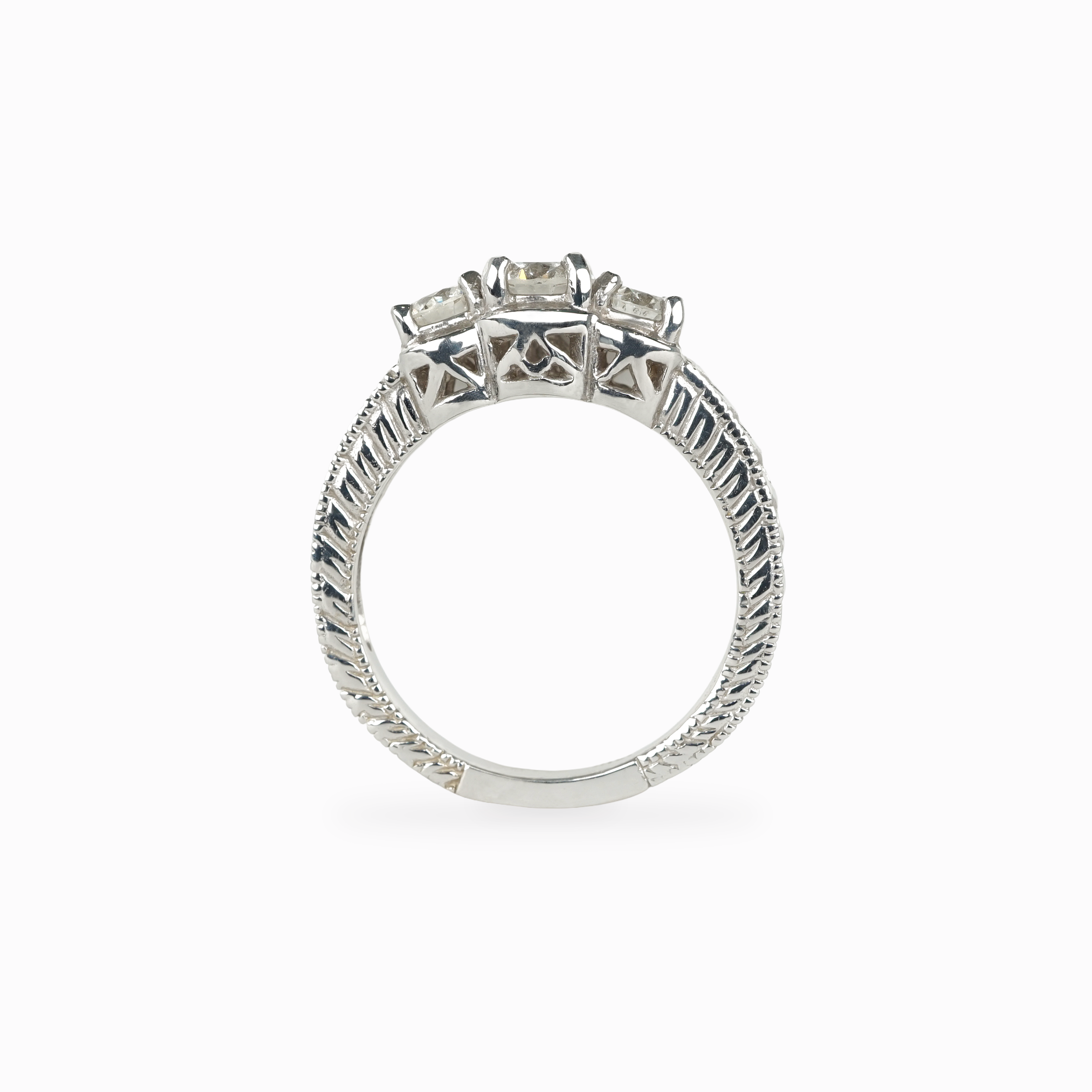 Three Stone Round Diamond Engagement Ring