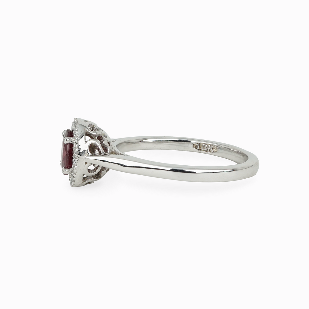 Oval Ruby and Diamond Ring with Open Gallery