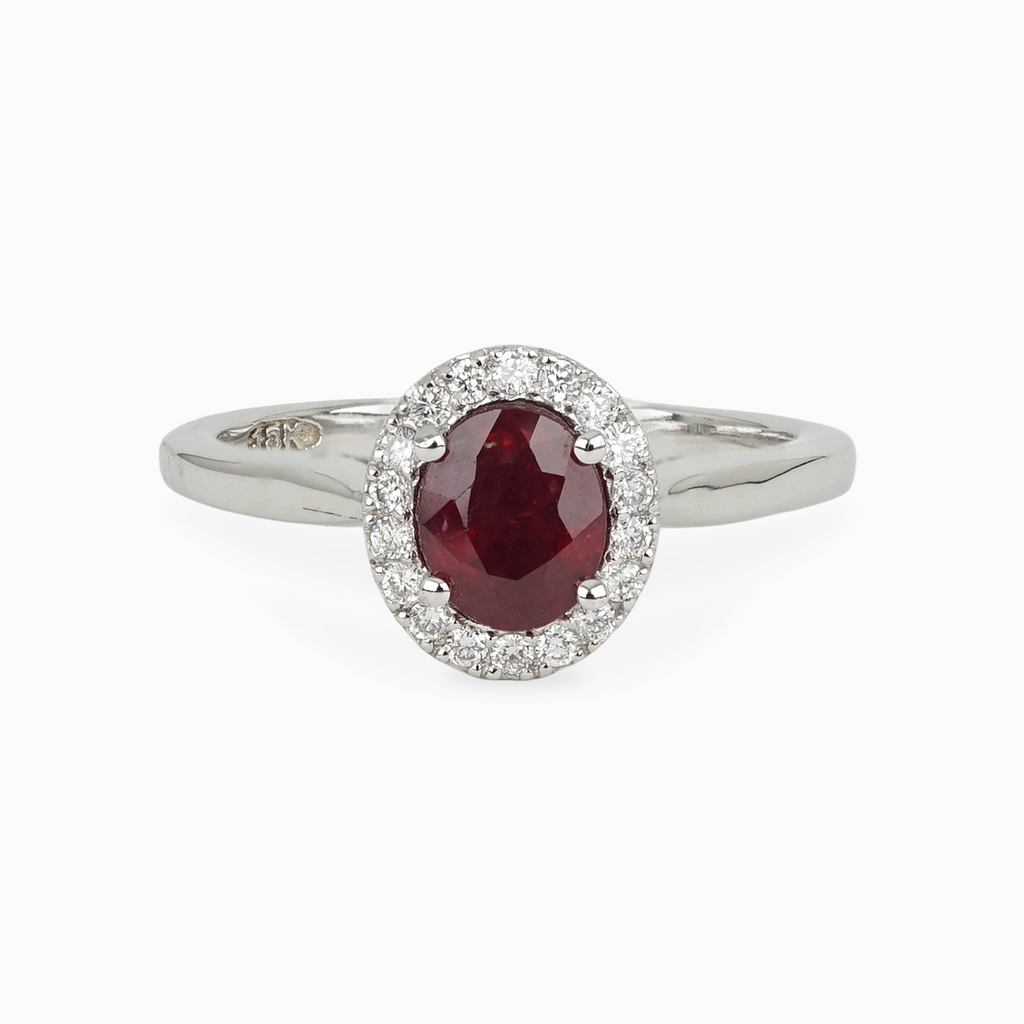 Oval Ruby and Diamond Ring with Open Gallery