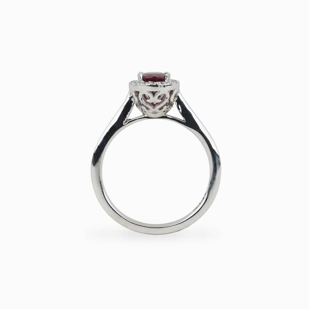 Oval Ruby and Diamond Ring with Open Gallery
