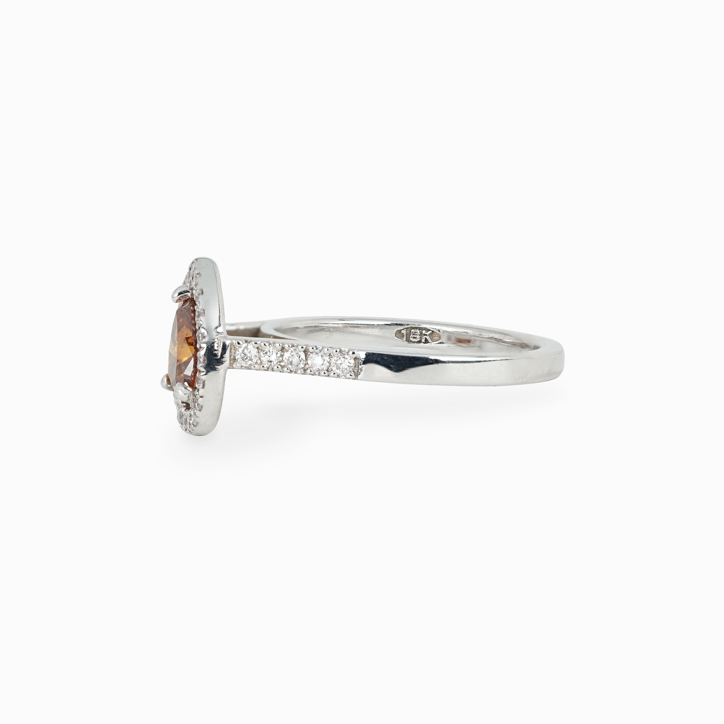 Pear-Shaped Orange Diamond Ring with Pavé Halo