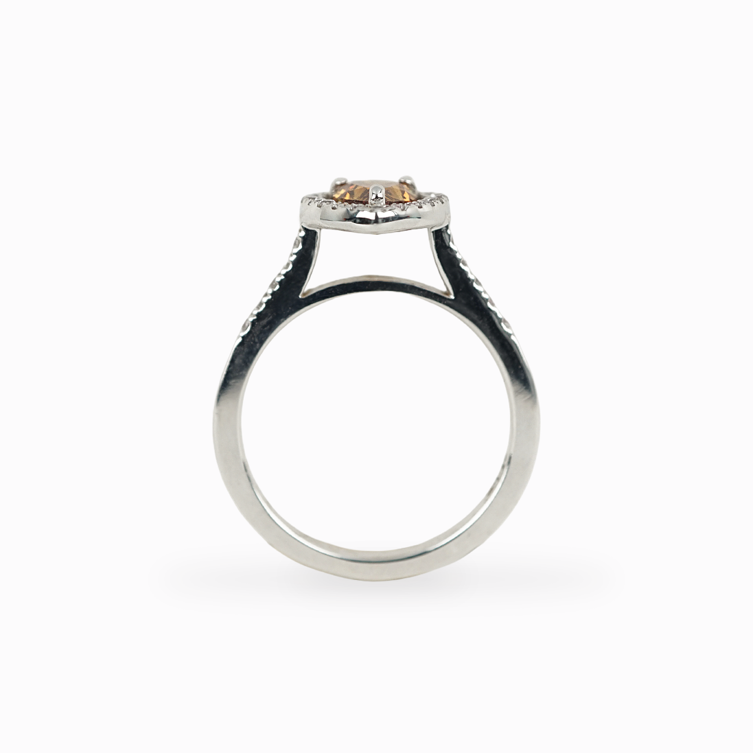 Pear-Shaped Orange Diamond Ring with Pavé Halo