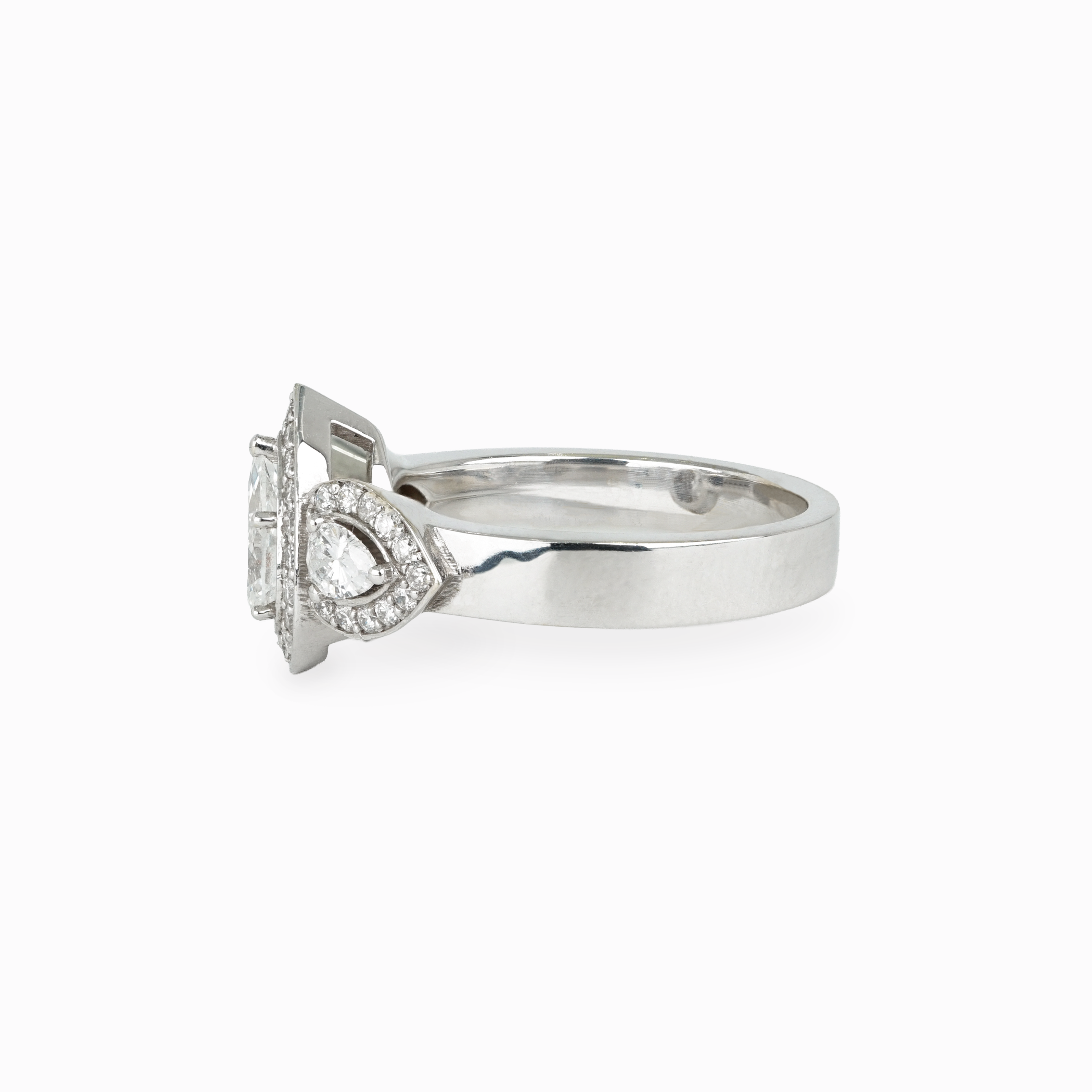Three Stone Pear Diamond Engagement Ring