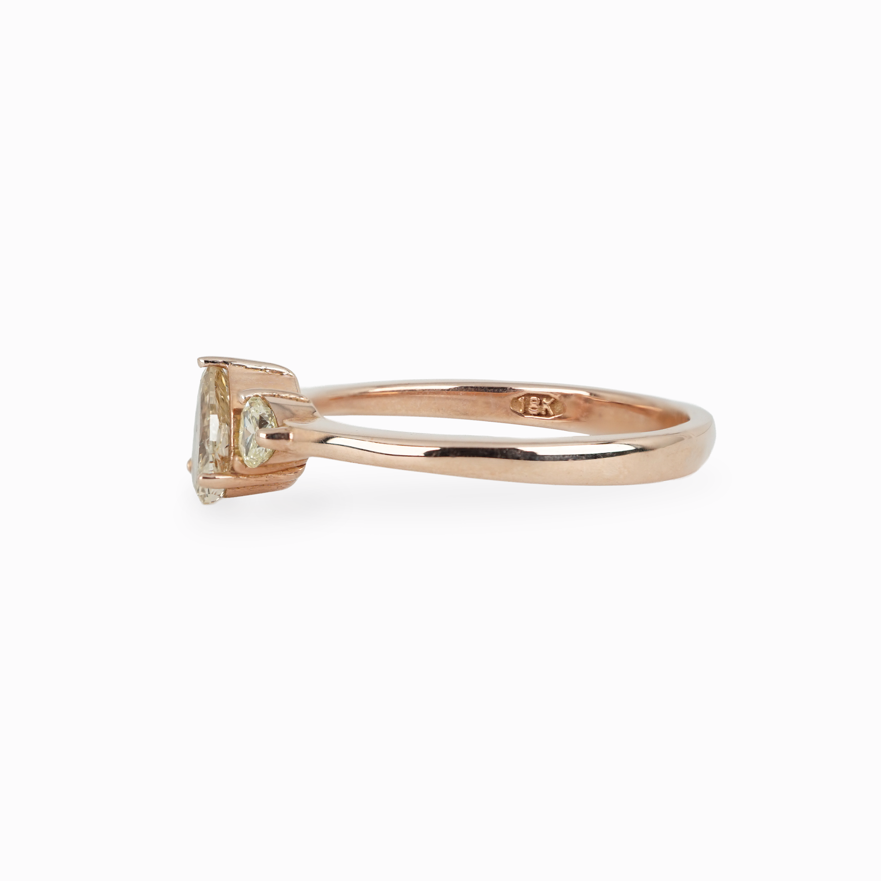 Pear-Shaped Yellow Diamond Three-Stone Ring