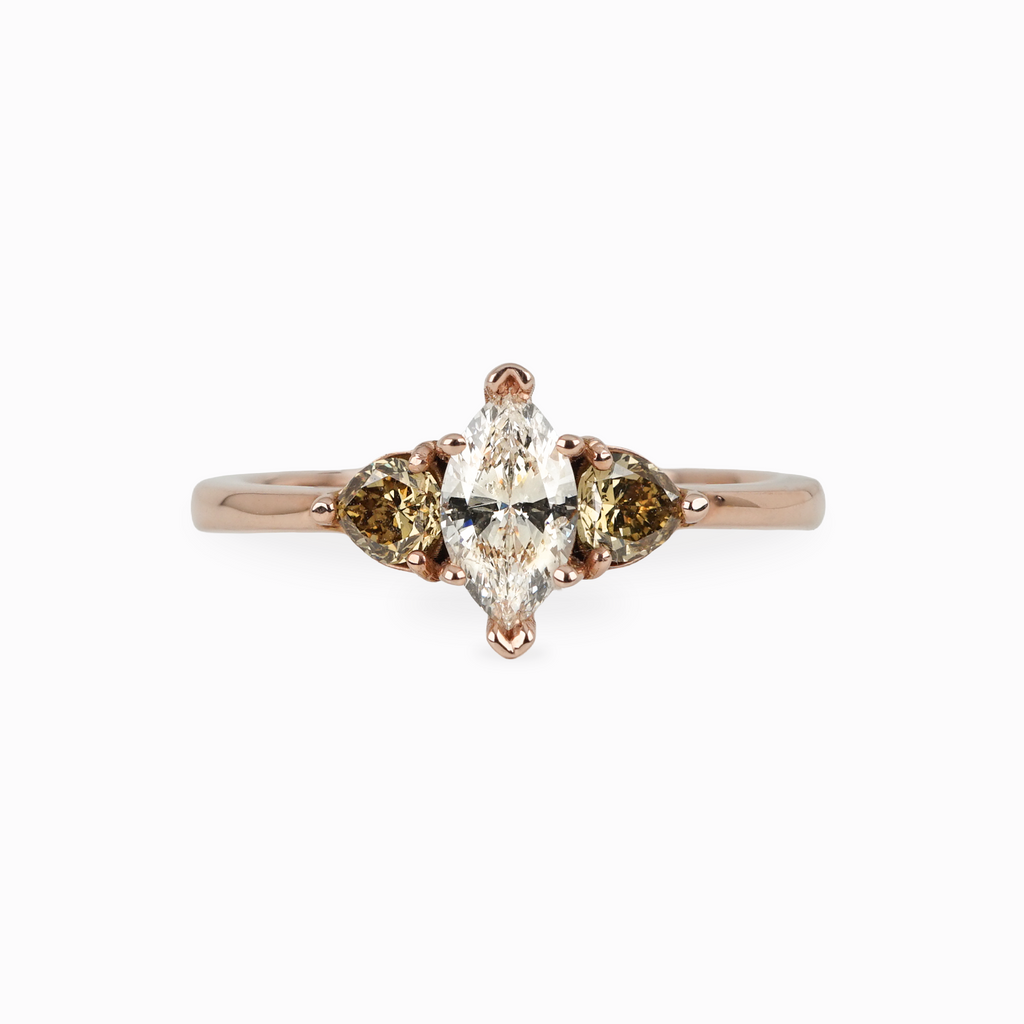 Marquise Diamond Ring with Pear Side Stones