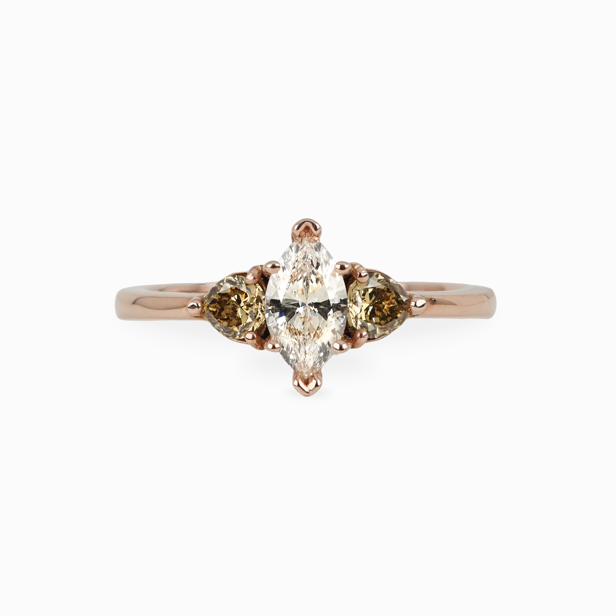 Marquise Diamond Ring with Pear Side Stones