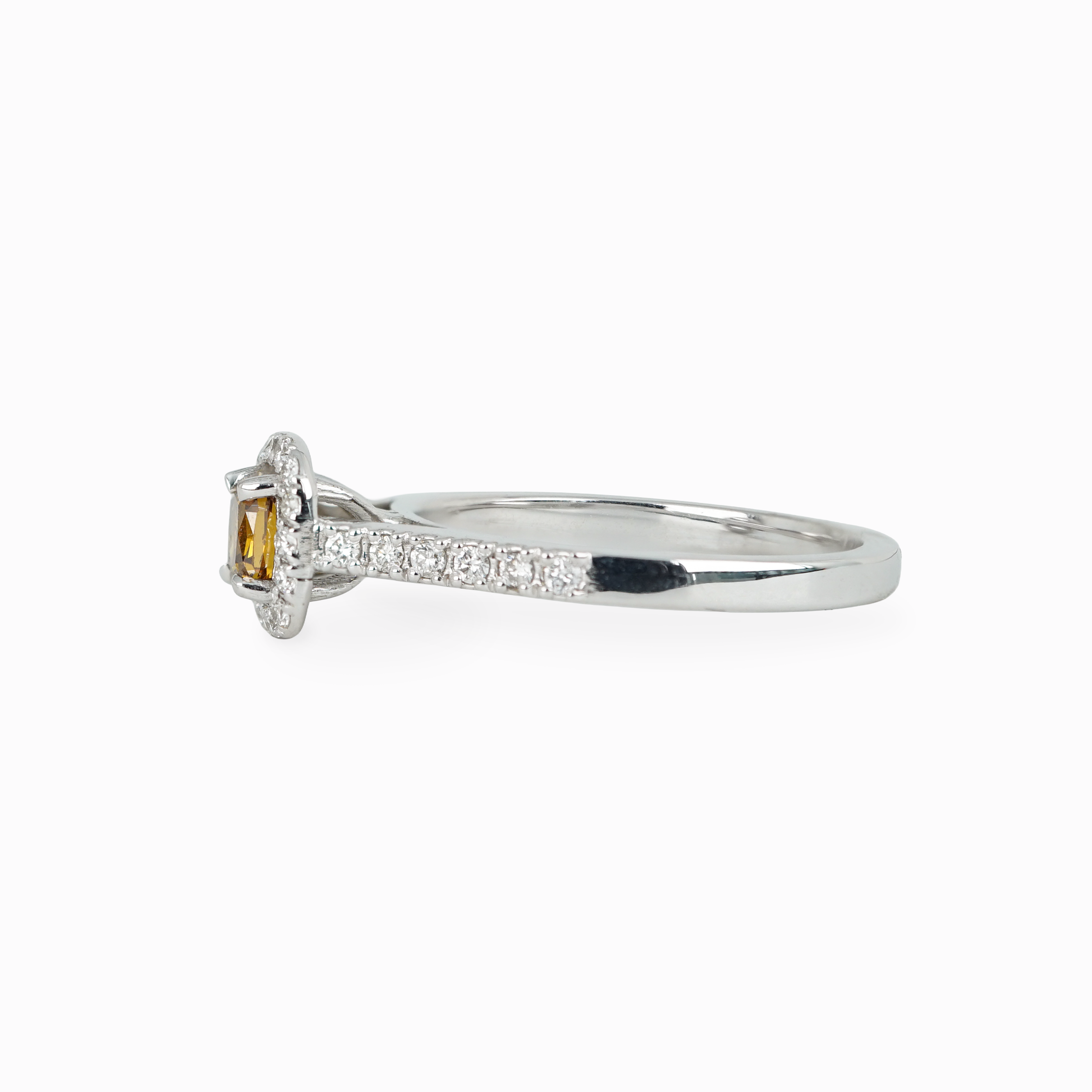 Radiant-Cut Brown Diamond Halo Ring
