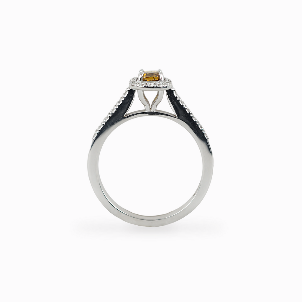 Radiant-Cut Brown Diamond Halo Ring