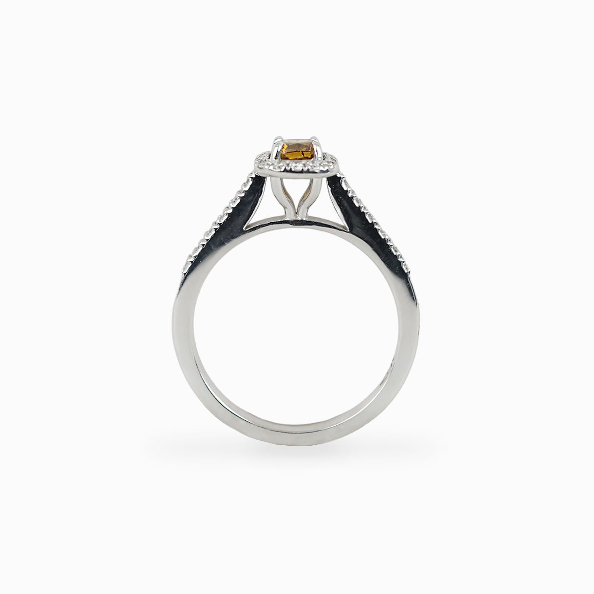 Radiant-Cut Brown Diamond Halo Ring