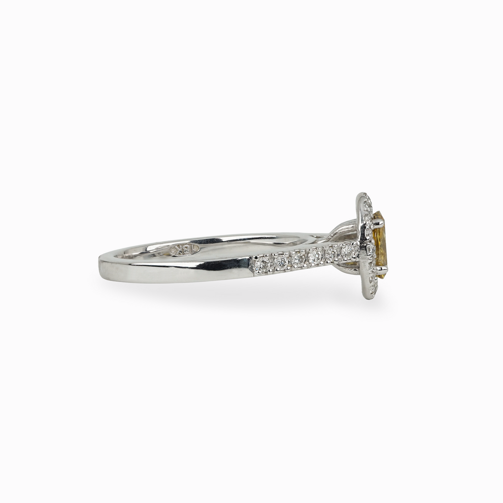 Oval Yellow Diamond Ring with Halo