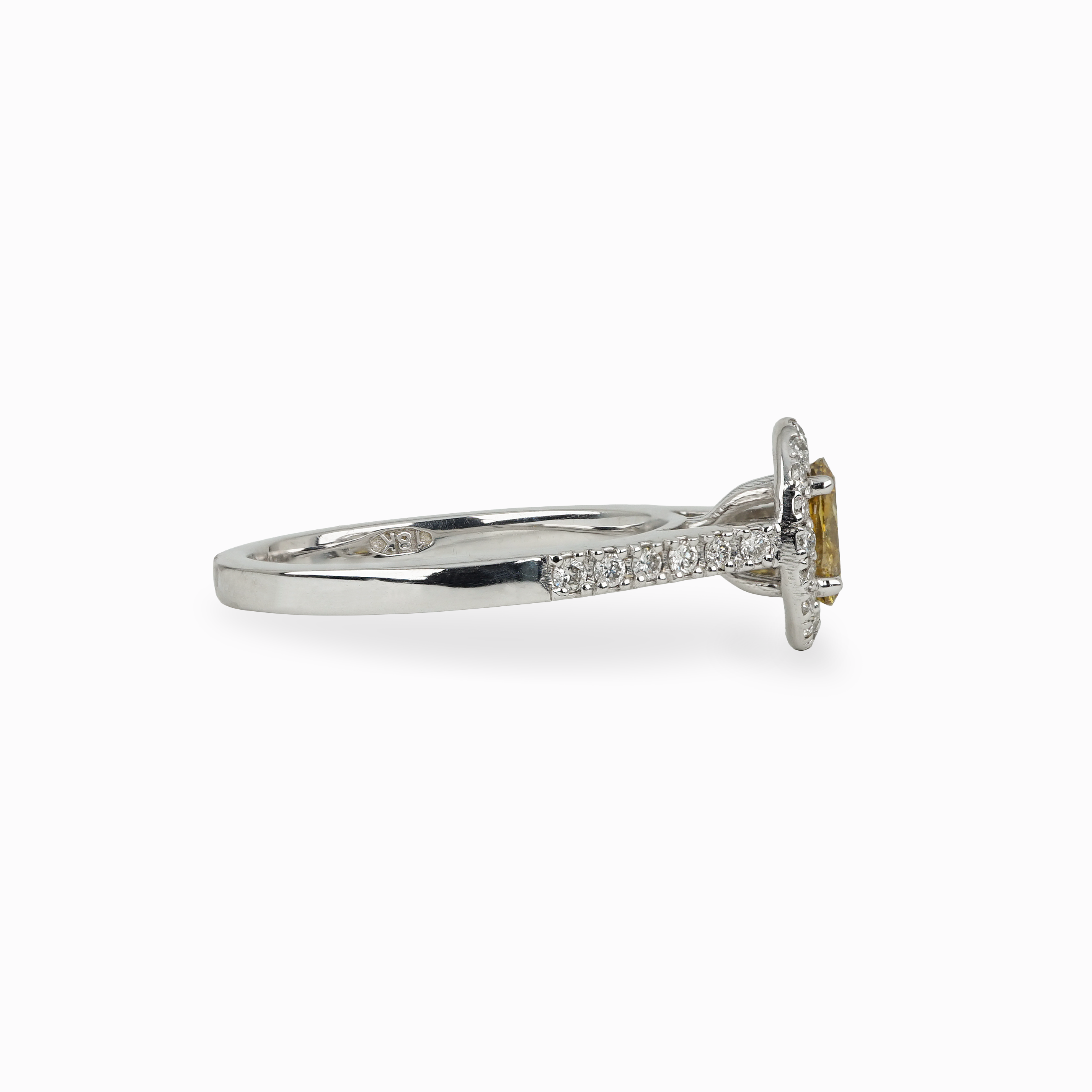 Oval Yellow Diamond Ring with Halo