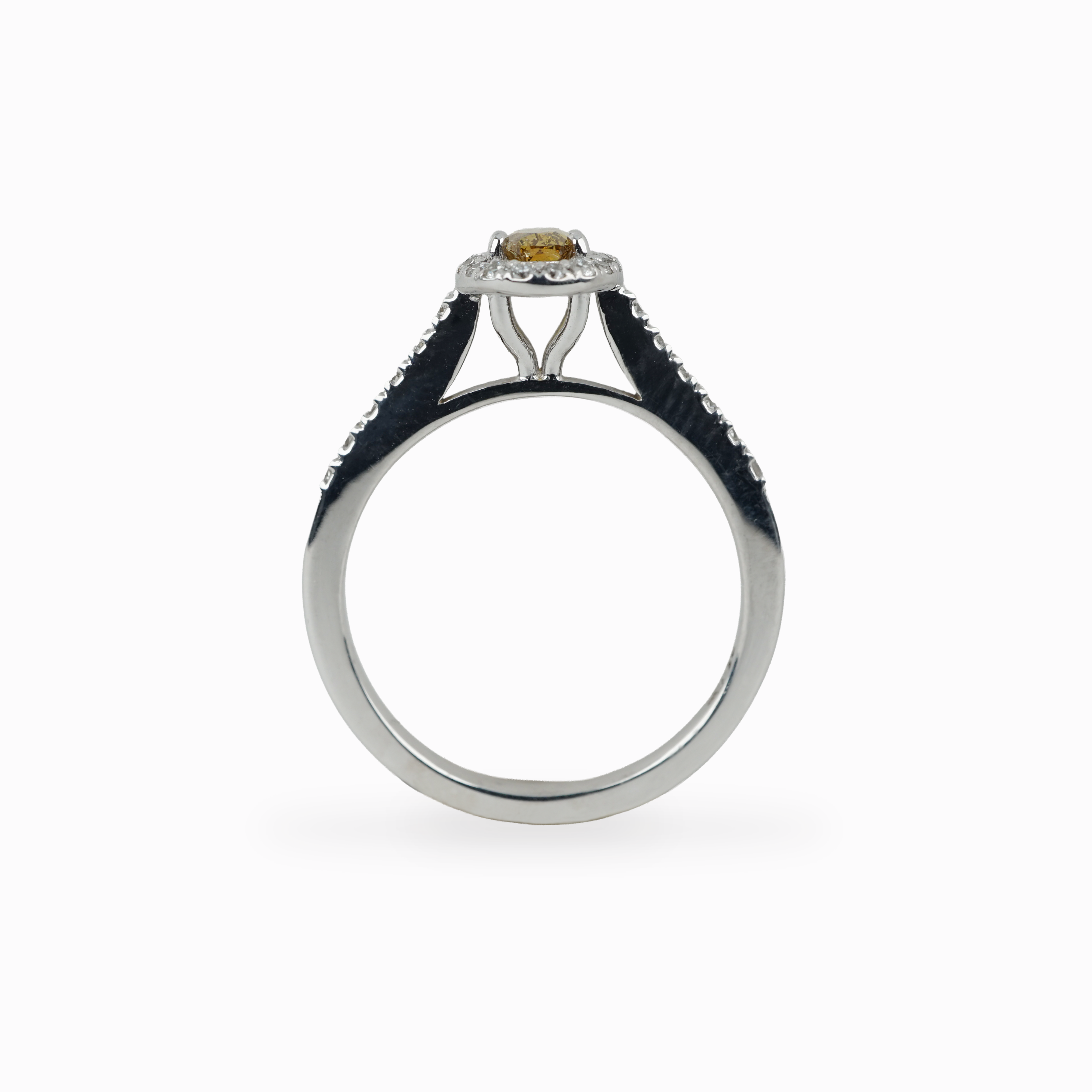 Oval Yellow Diamond Ring with Halo