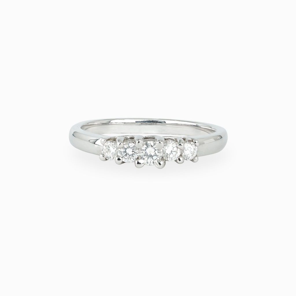 Five Diamond Band Ring in 14k White Gold