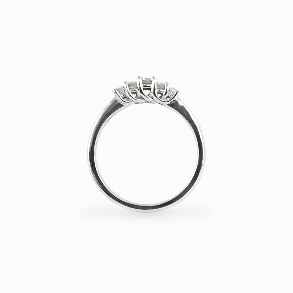 Five Diamond Band Ring in 14k White Gold