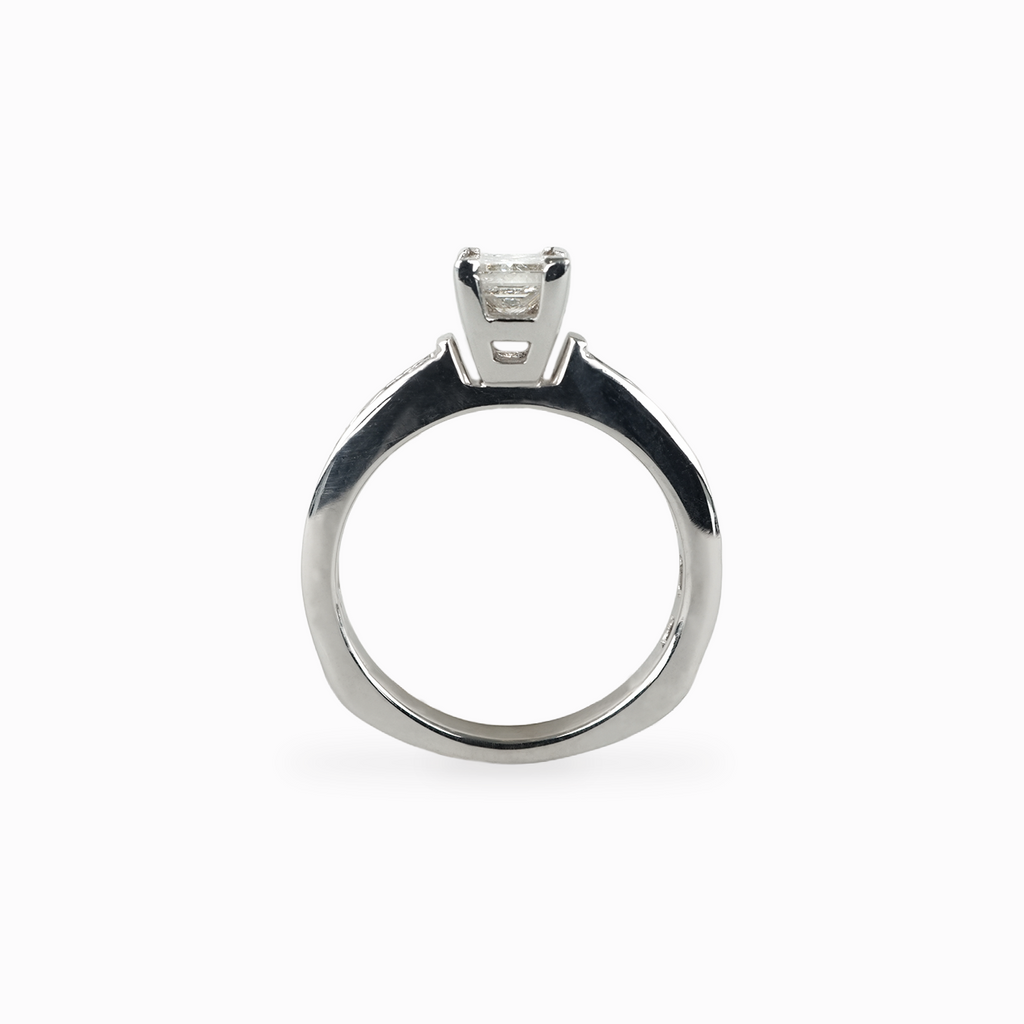 Princess Cut Diamond Ring with Channel Set Band in 14k White Gold
