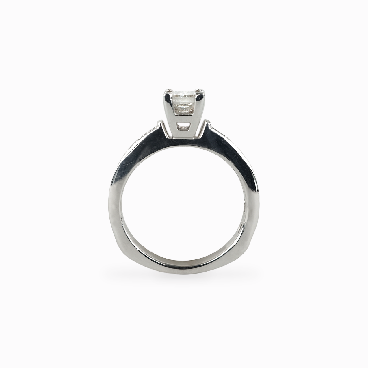 Princess Cut Diamond Ring with Channel Set Band in 14k White Gold