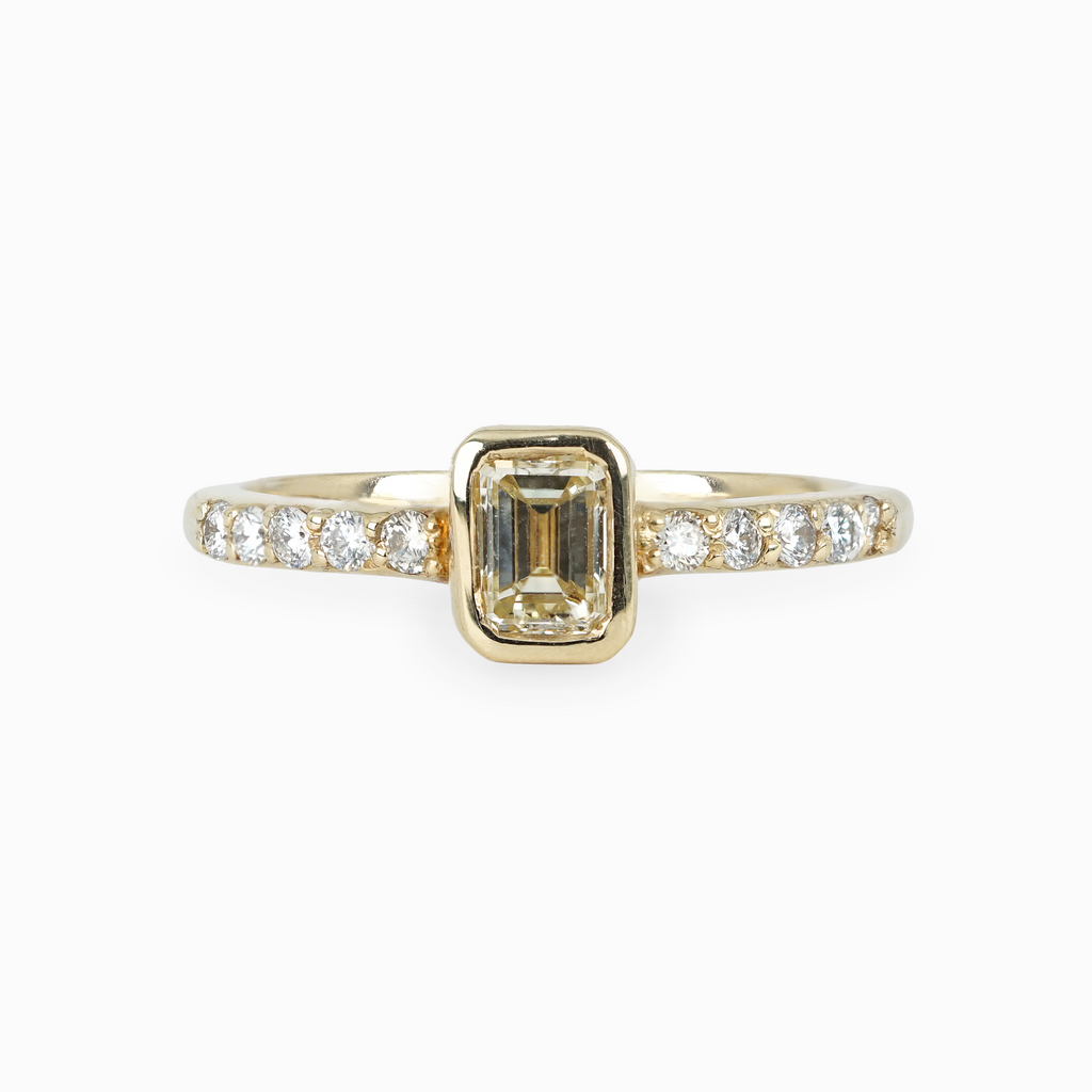 Emerald-Cut Diamond Ring with Bezel Setting