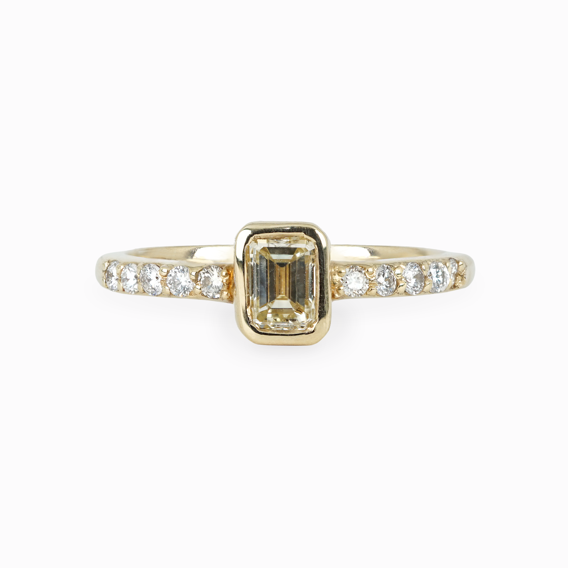 Emerald-Cut Diamond Ring with Bezel Setting