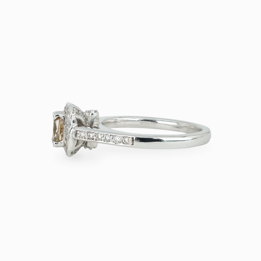Elongated Cushion Diamond Ring with Halo