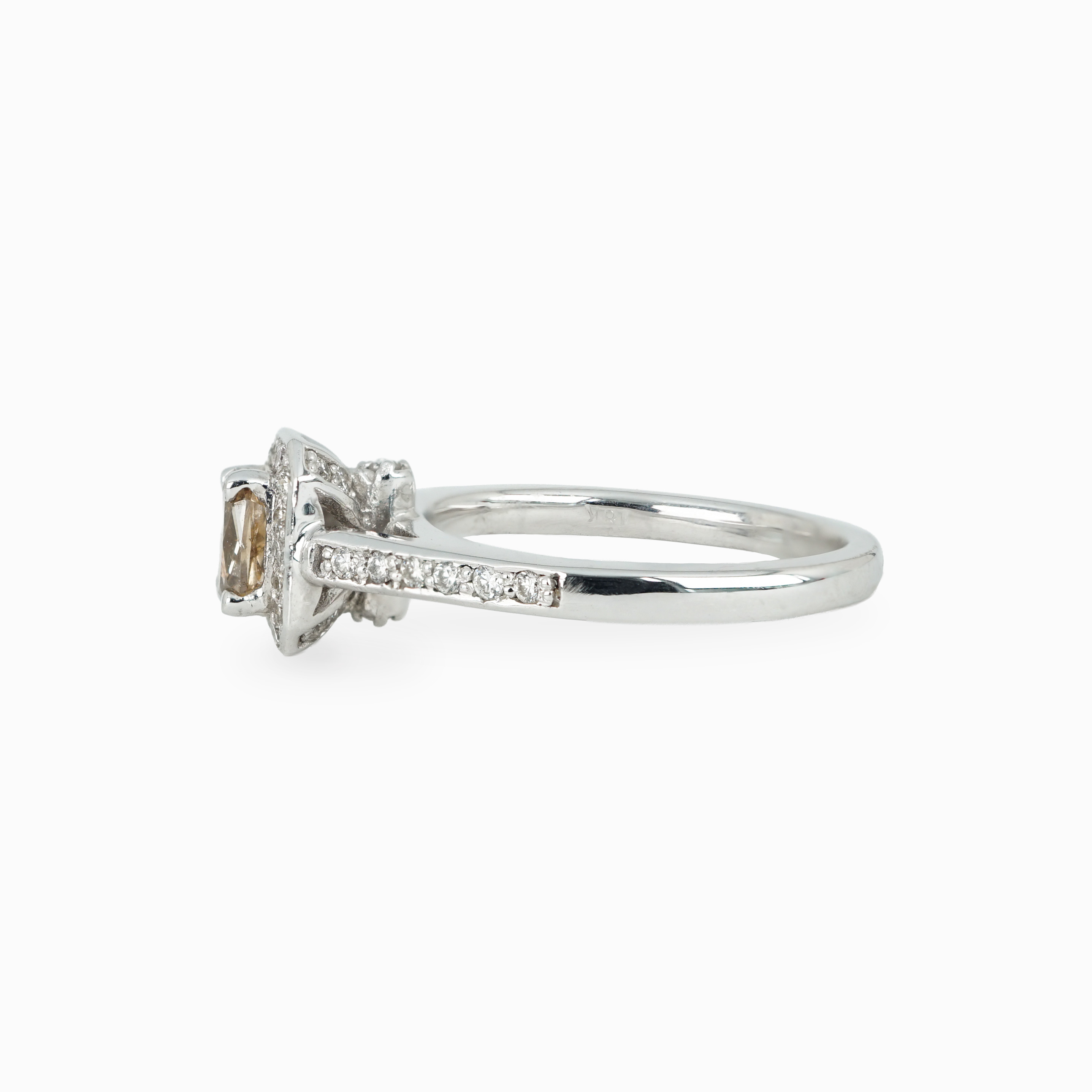 Elongated Cushion Diamond Ring with Halo