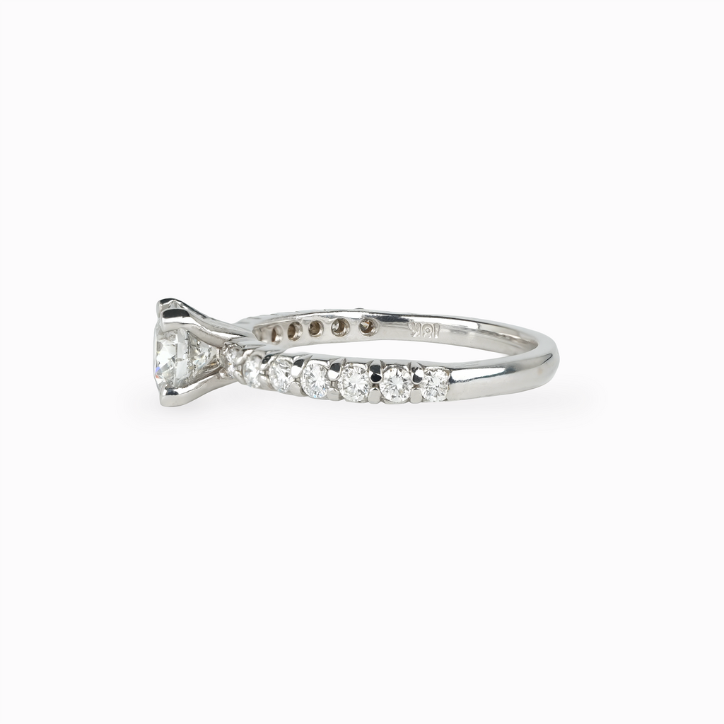 Round Diamond Engagement Ring with Pavé Band