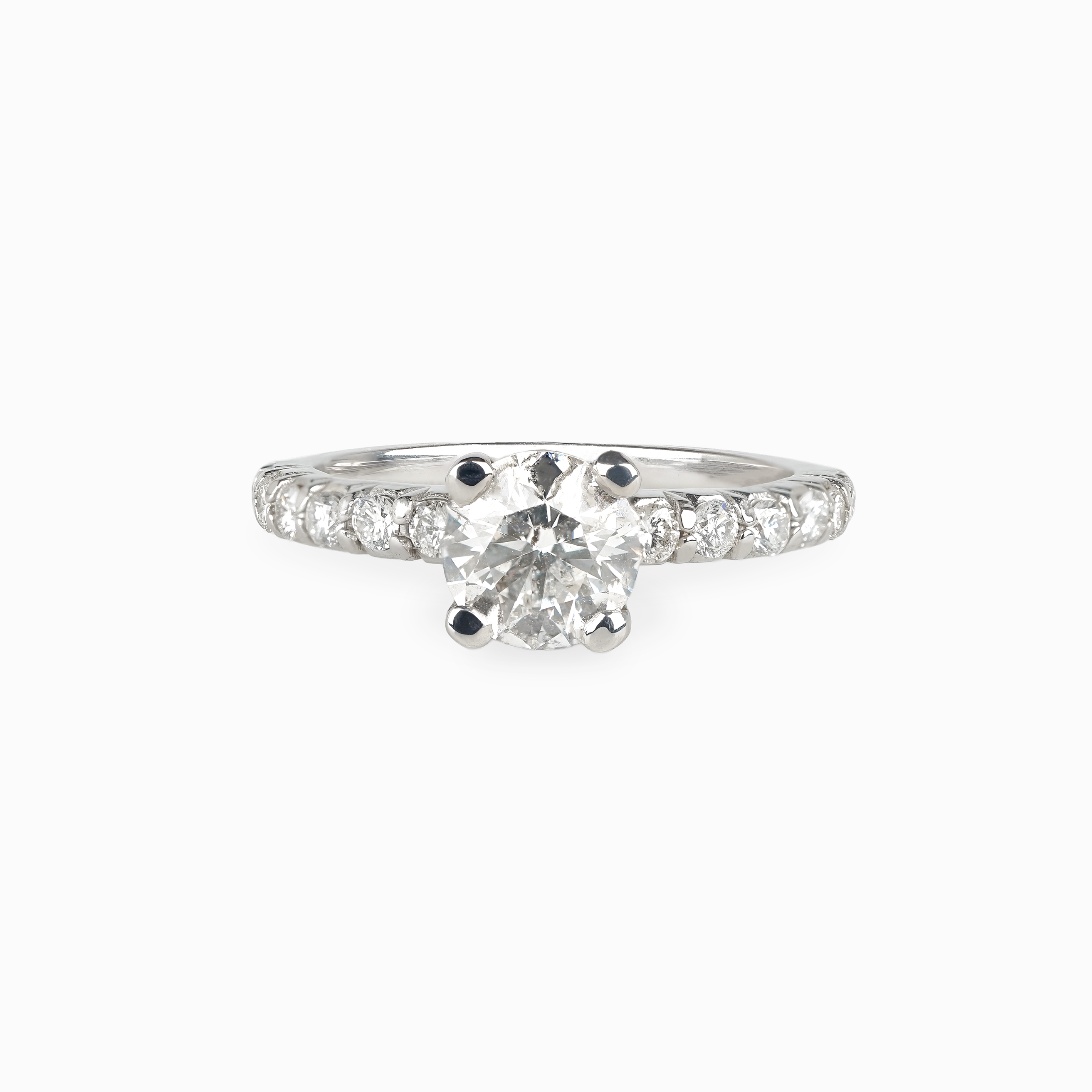 Round Diamond Engagement Ring with Pavé Band