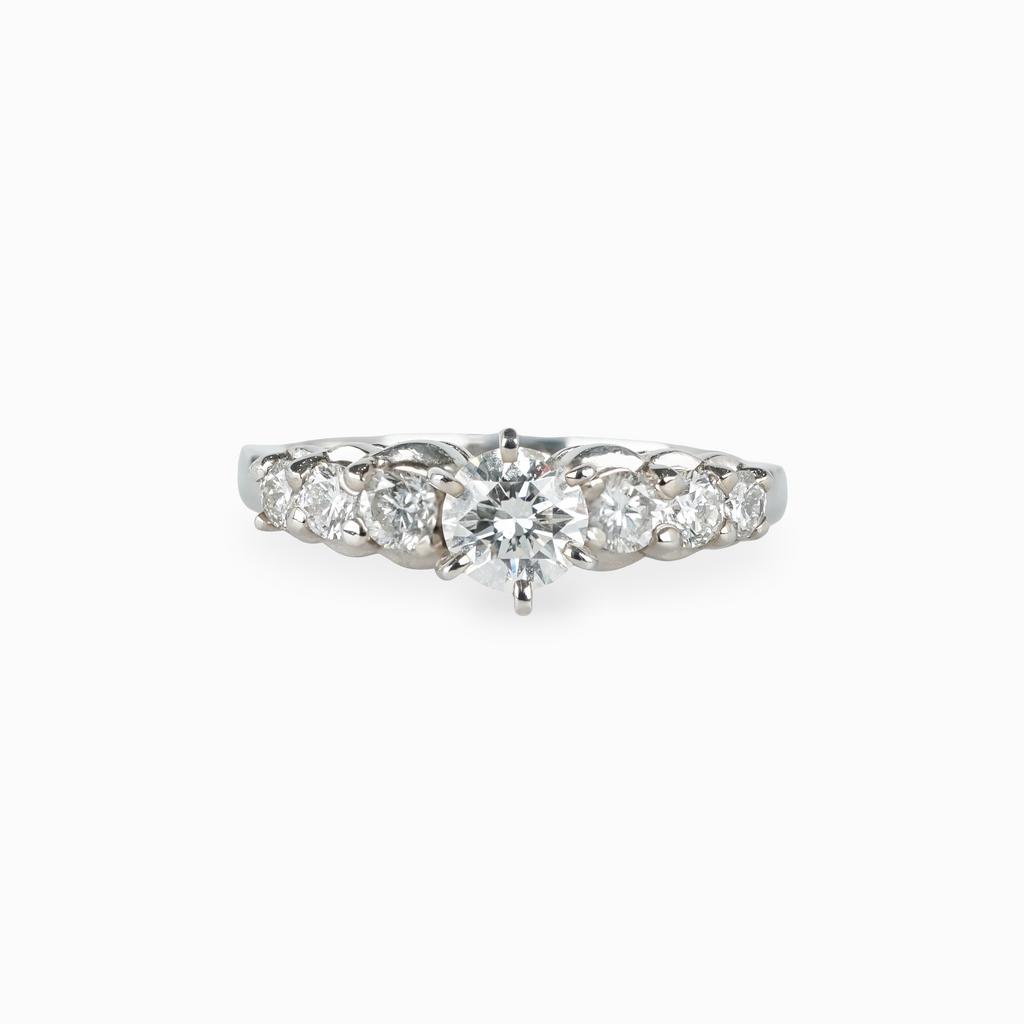 Round Diamond Ring with Graduated Side Stones