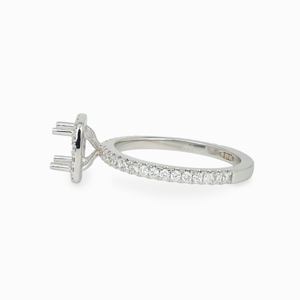 Diamond Halo Setting with Pavé Band