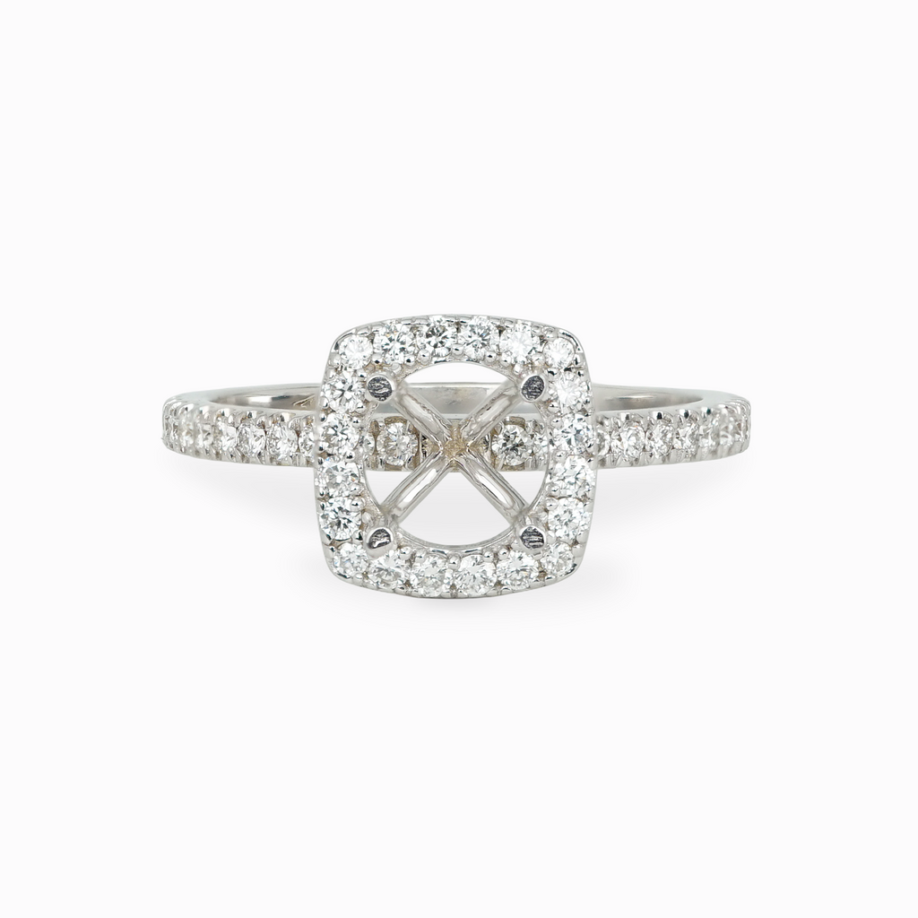 Diamond Halo Setting with Pavé Band