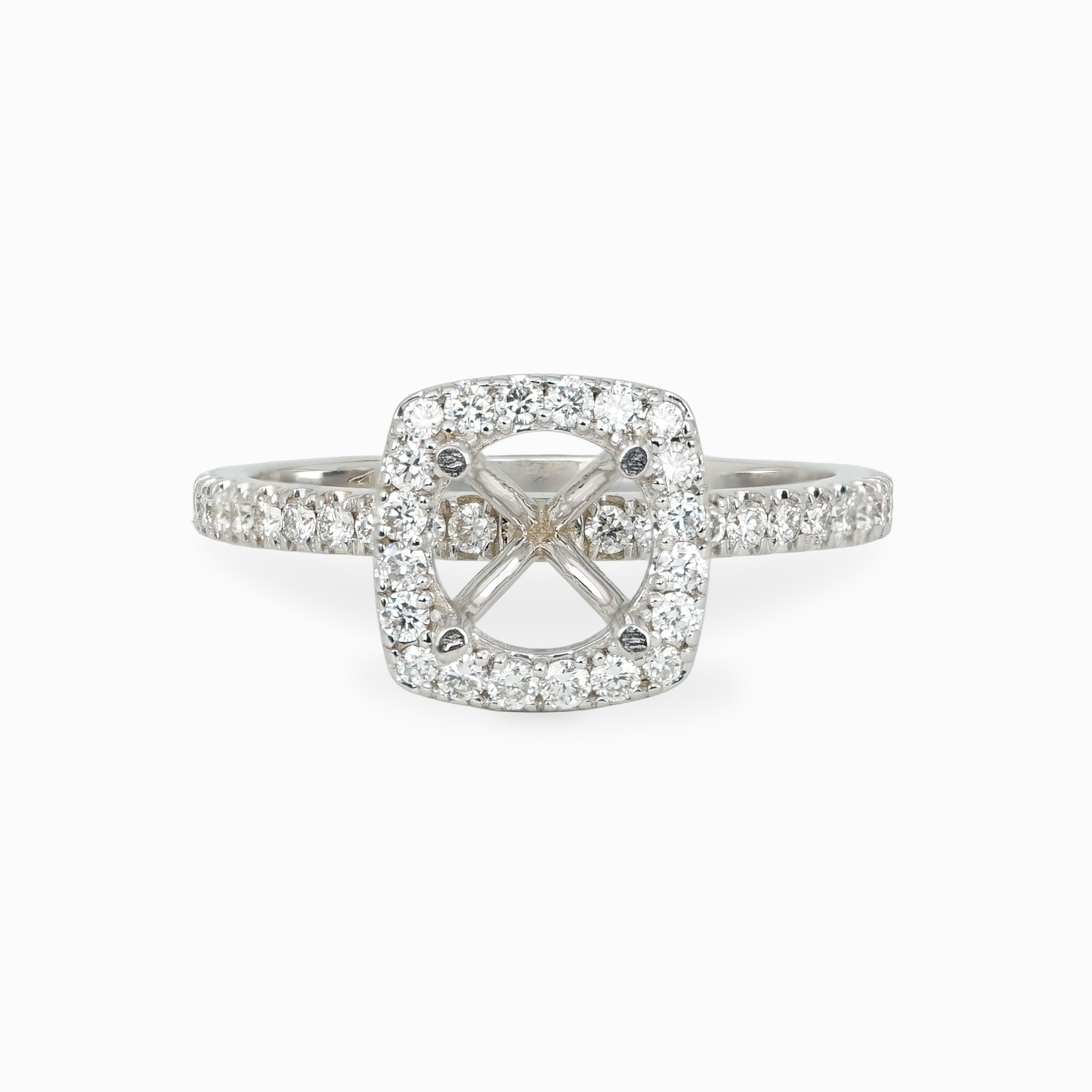 Diamond Halo Setting with Pavé Band
